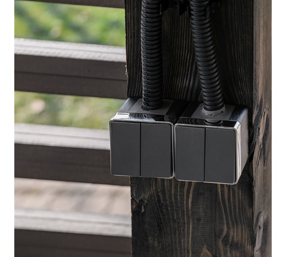 Выключатель WERKEL W5020204 двухклавишный влагозащищенный Gallant графит рифленый a051336