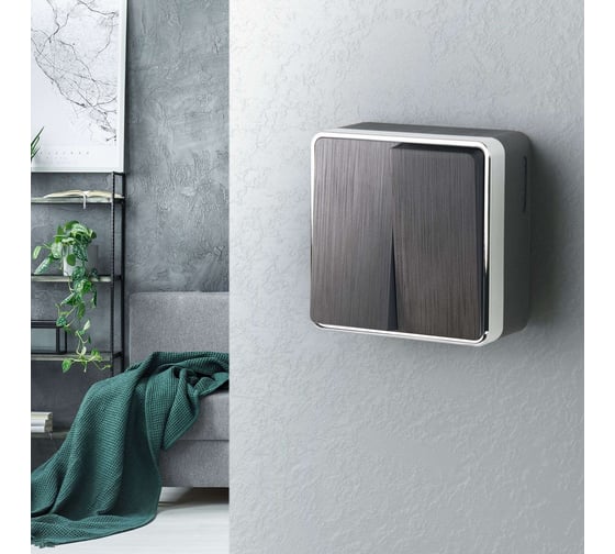 Выключатель WERKEL W5020004 двухклавишный Gallant графит рифленый a051337