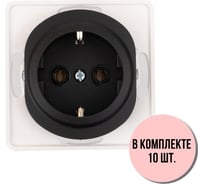 Розетка Aling-conel EON набор 10 шт. с заземлением, механизм 16A 250V чёрная soft touch арт. E630.E1 Н10