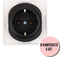 Розетка Aling-conel EON набор 5 шт. с заземлением, механизм 16A 250V чёрная soft touch арт. E630.E1 Н5