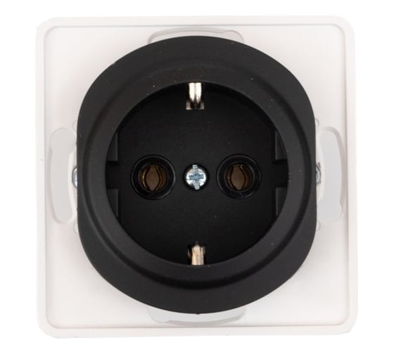 Розетка Aling-conel EON с заземлением, механизм 16A 250V чёрная soft touch арт. E630.E1