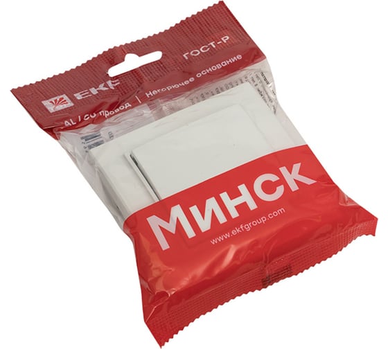 1-клавишный выключатель EKF Минск СП, 10А, белый Basic ERV10-021-10