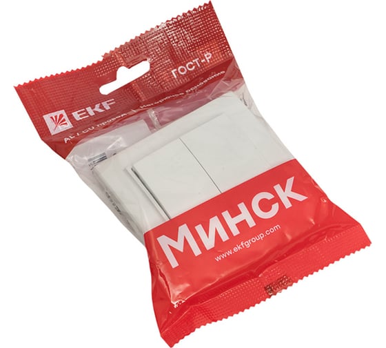 2-клавишный выключатель EKF Минск СП, 10А, белый Basic ERV10-023-10