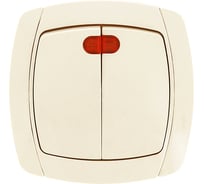 2-клавишный выключатель с индикатором EKF Париж Simple 10А бежевый SQESV10-123-20