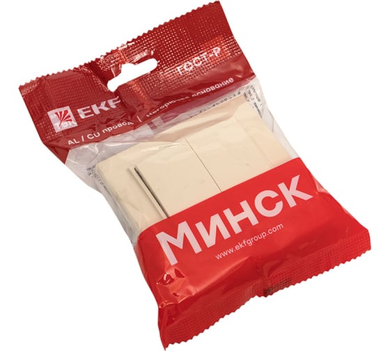 2-клавишный выключатель EKF СП Минск 10А бежевый ERV10-023-20