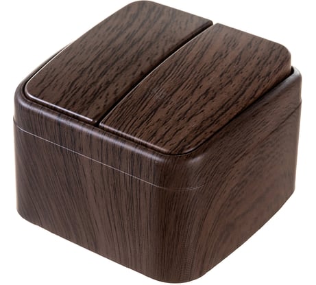 2-клавишный выключатель EKF Минск ОП 10А тёмное дерево EGV10-023-40