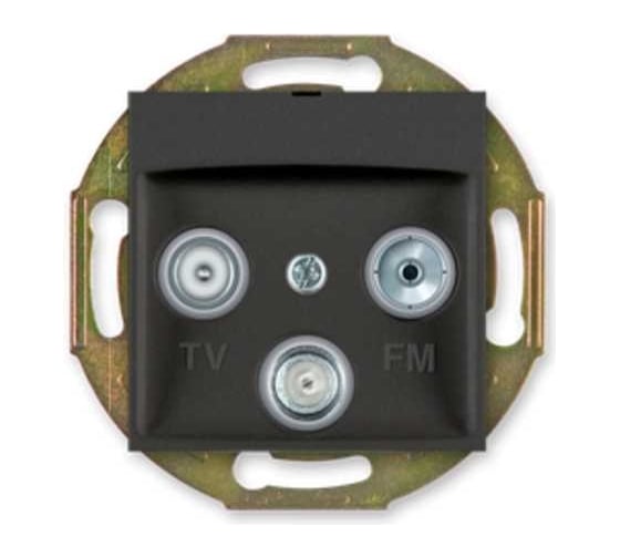 Розетка Aling-conel PRESTIGE TV/FM/SAT оконечная, механизм чёрная soft touch арт. 6012S.E1 1