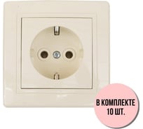Розетка Aling-conel PRESTIGE набор 10 шт. с заземлением 16A 250V кремовая арт. 630.99 Н10