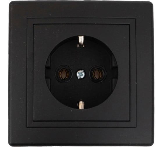 Розетка Aling-conel PRESTIGE набор 10 шт. с заземлением 16A 250V чёрная soft touch арт. 630.E1E1 Н10