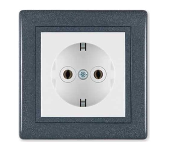 Розетка Aling-conel PRESTIGE с заземлением 16A 250V графит-графит-белый арт. 630.220
