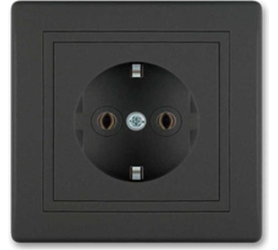 Розетка Aling-conel PRESTIGE с заземлением 16A 250V чёрная soft touch арт. 630.E1E1