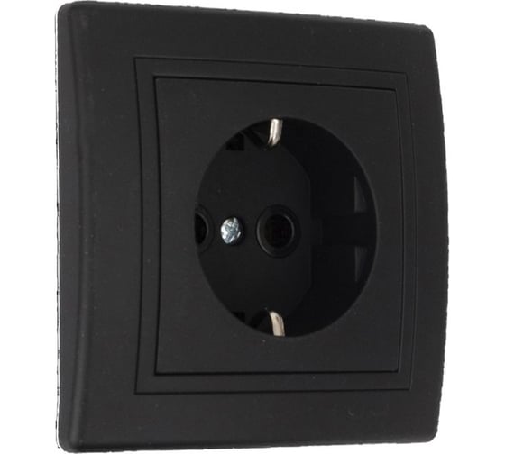 Розетка Aling-conel PRESTIGE с заземлением 16A 250V чёрная soft touch арт. 630.E1E1