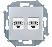 Телефонная двойная розетка Simon RJ11, винтовой зажим, алюминий 1591589-033