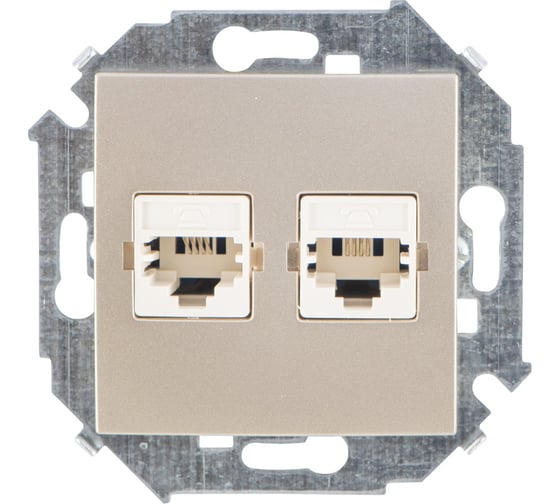 Телефонная двойная розетка Simon RJ11, винтовой зажим, шампань 1591589-034 1