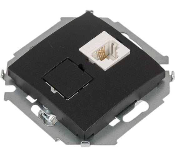 Телефонная розетка Simon RJ11, винтовой зажим, графит 1591480-038
