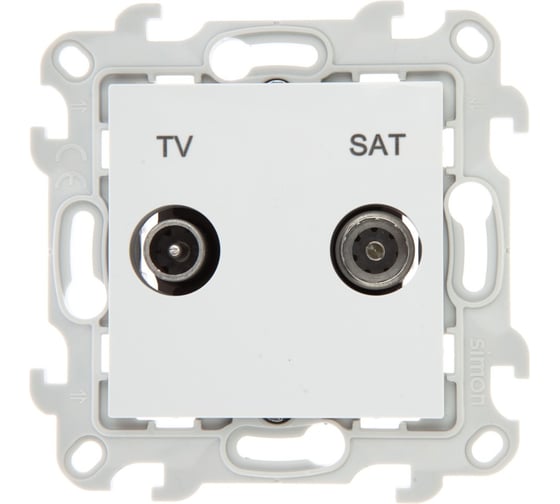 Розетка Simon TV-SAT проходная, бел 2410485-030 1