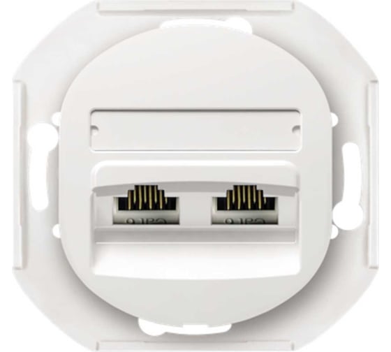 Компьютерная двойная розетка с Keystone модулями Aling-conel EON 2хRJ45 кат.6 FTP , механизм, белая арт. E615S.0