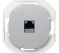 Компьютерная розетка с Keystone модулем Aling-conel EON RJ45 кат.6А FTP, механизм, серебряная арт. E616S.S