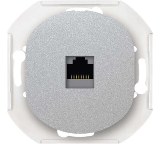 Компьютерная розетка с Keystone модулем Aling-conel EON RJ45 кат.6А FTP, механизм, серебряная арт. E616S.S