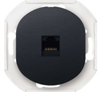 Компьютерная розетка с Keystone модулем Aling-conel EON RJ45 кат.6А FTP, механизм, чёрная soft touch арт. E616S.E1