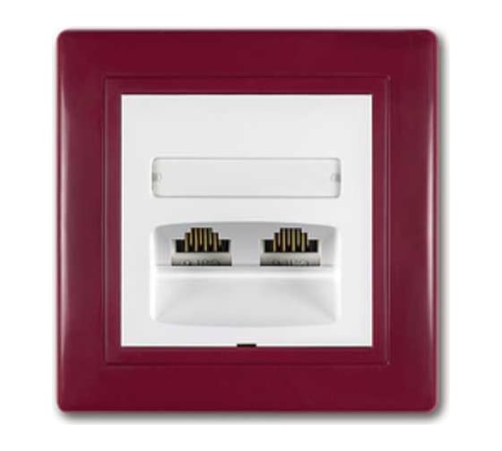 Компьютерная двойная розетка с Keystone модулями Aling-conel PRESTIGE 2хRJ45 кат.5e FTP бордо-бордо-белый арт. 614S.330