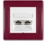 Компьютерная двойная розетка с Keystone модулями Aling-conel PRESTIGE 2хRJ45 кат.5e FTP бордо-бордо-белый арт. 614S.330 1