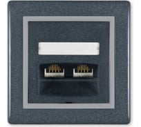 Компьютерная двойная розетка с Keystone модулями Aling-conel PRESTIGE 2хRJ45 кат.5e FTP графит-серый-графит арт. 614S.212