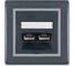 Компьютерная двойная розетка с Keystone модулями Aling-conel PRESTIGE 2хRJ45 кат.5e FTP графит-серый-графит арт. 614S.212 1