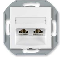 Компьютерная двойная розетка с Keystone модулями Aling-conel PRESTIGE 2хRJ45 кат.5e FTP , механизм, белая арт. 6014S.0