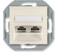 Компьютерная двойная розетка с Keystone модулями Aling-conel PRESTIGE 2хRJ45 кат.5e FTP , механизм, кремовая арт. 6014S.9