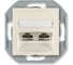 Компьютерная двойная розетка с Keystone модулями Aling-conel PRESTIGE 2хRJ45 кат.5e FTP , механизм, кремовая арт. 6014S.9 1