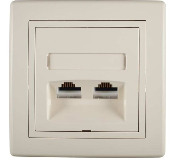Компьютерная двойная розетка с Keystone модулями Aling-conel PRESTIGE 2хRJ45 кат.5e FTP кремовая арт. 614S.99