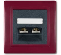 Компьютерная двойная розетка с Keystone модулями Aling-conel PRESTIGE 2хRJ45 кат.5e UTP бордо-бордо-графит арт. 614.332