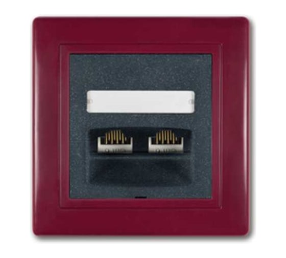 Компьютерная двойная розетка с Keystone модулями Aling-conel PRESTIGE 2хRJ45 кат.5e UTP бордо-бордо-графит арт. 614.332 1