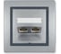 Компьютерная двойная розетка с Keystone модулями Aling-conel PRESTIGE 2хRJ45 кат.5e FTP серебро-графит-серебро арт. 614S.S2S 1