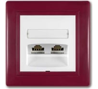Компьютерная двойная розетка с Keystone модулями Aling-conel PRESTIGE 2хRJ45 кат.5e UTP бордо-бордо-белый арт. 614.330