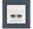 Компьютерная двойная розетка с Keystone модулями Aling-conel PRESTIGE 2хRJ45 кат.5e UTP графит-графит-белый арт. 614.220 1