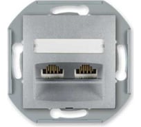Компьютерная двойная розетка с Keystone модулями Aling-conel PRESTIGE 2хRJ45 кат.5e UTP , механизм, серебряная арт. 6014.S
