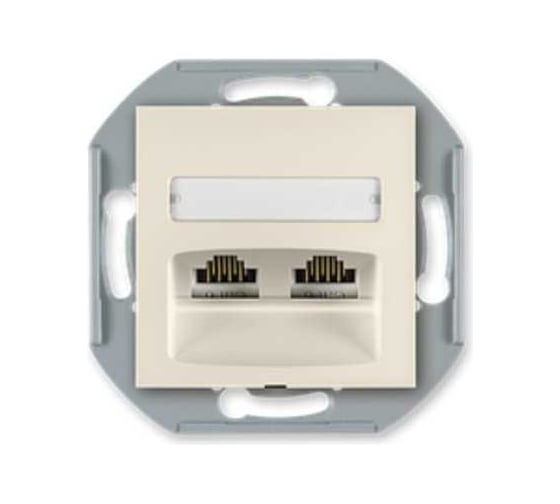 Компьютерная двойная розетка с Keystone модулями Aling-conel PRESTIGE 2хRJ45 кат.5e UTP , механизм, кремовая арт. 6014.9
