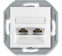 Компьютерная двойная розетка с Keystone модулями Aling-conel PRESTIGE 2хRJ45 кат.5e UTP , механизм, белая арт. 6014.0