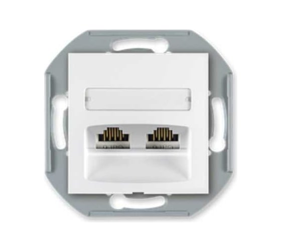 Компьютерная двойная розетка с Keystone модулями Aling-conel PRESTIGE 2хRJ45 кат.5e UTP , механизм, белая арт. 6014.0