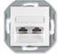 Компьютерная двойная розетка с Keystone модулями Aling-conel PRESTIGE 2хRJ45 кат.5e UTP , механизм, белая арт. 6014.0 1
