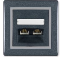 Компьютерная двойная розетка с Keystone модулями Aling-conel PRESTIGE 2хRJ45 кат.5e UTP графит-серый-графит арт. 614.212
