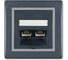 Компьютерная двойная розетка с Keystone модулями Aling-conel PRESTIGE 2хRJ45 кат.5e UTP графит-серый-графит арт. 614.212 1