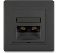 Компьютерная двойная розетка с Keystone модулями Aling-conel PRESTIGE 2хRJ45 кат.5e UTP чёрная soft touch арт. 614.E1E1