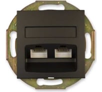 Компьютерная двойная розетка с Keystone модулями Aling-conel PRESTIGE 2хRJ45 кат.5e UTP , механизм, чёрная soft touch арт. 6014.E1