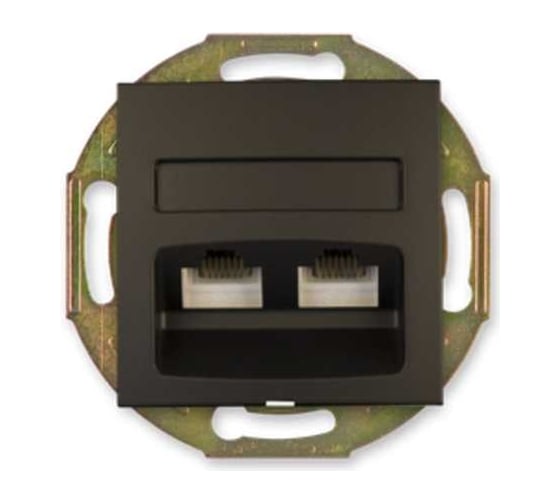 Компьютерная двойная розетка с Keystone модулями Aling-conel PRESTIGE 2хRJ45 кат.5e UTP , механизм, чёрная soft touch арт. 6014.E1