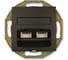 Компьютерная двойная розетка с Keystone модулями Aling-conel PRESTIGE 2хRJ45 кат.5e UTP , механизм, чёрная soft touch арт. 6014.E1 1