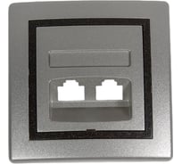 Компьютерная двойная розетка с Keystone модулями Aling-conel PRESTIGE 2хRJ45 кат.5e UTP серебро-графит-серебро арт. 614.S2S
