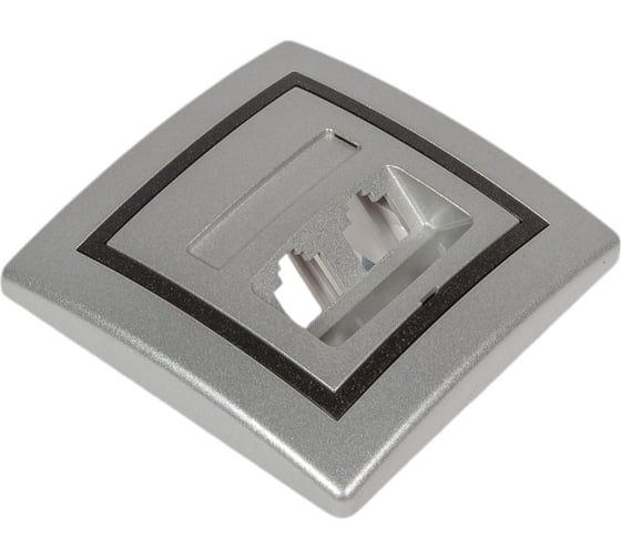 Компьютерная двойная розетка с Keystone модулями Aling-conel PRESTIGE 2хRJ45 кат.5e UTP серебро-графит-серебро арт. 614.S2S